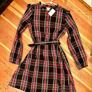 JCrew Crewcuts Girls Plaid Tartan Holiday Festive dress SZ 14